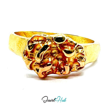 Zinc Alloy Ring Gold Organic Nugget Signet - UK Q Gold Plated - JewelHub.co.uk