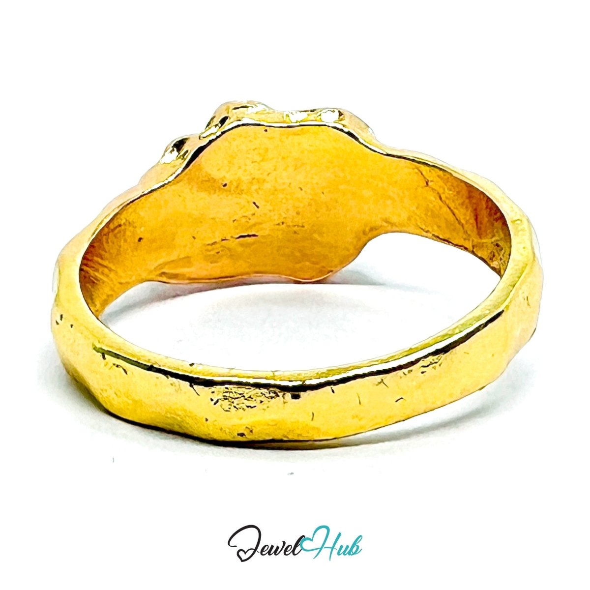 Zinc Alloy Ring Gold Organic Nugget Signet - UK Q Gold Plated - JewelHub.co.uk