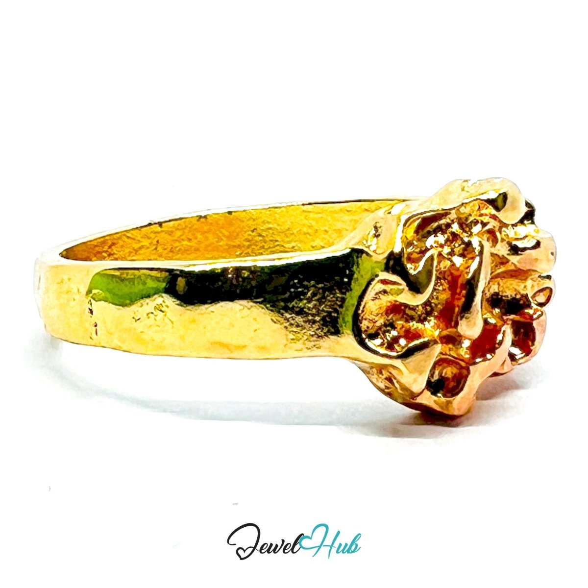 Zinc Alloy Ring Gold Organic Nugget Signet - UK Q Gold Plated - JewelHub.co.uk