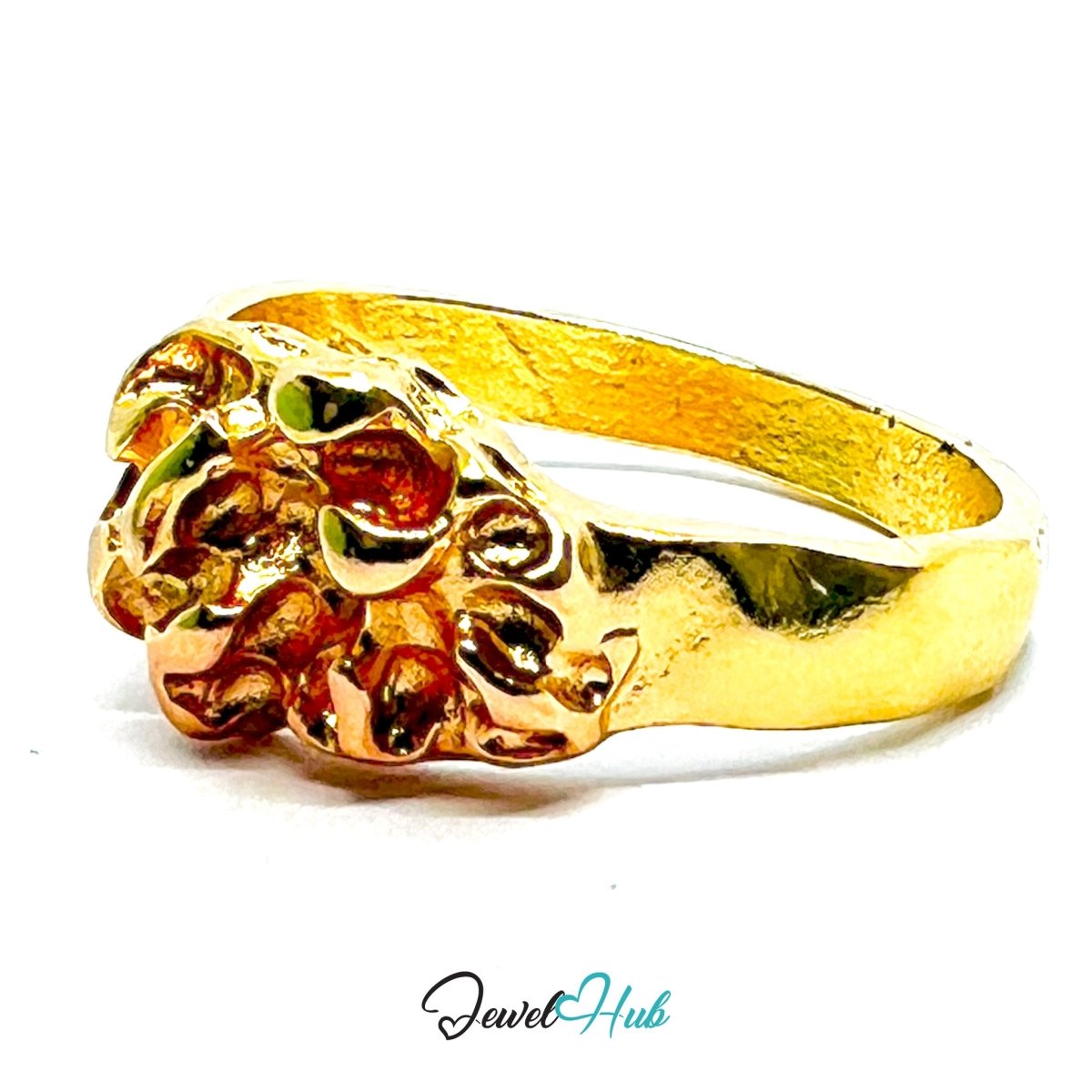 Zinc Alloy Ring Gold Organic Nugget Signet - UK Q Gold Plated - JewelHub.co.uk