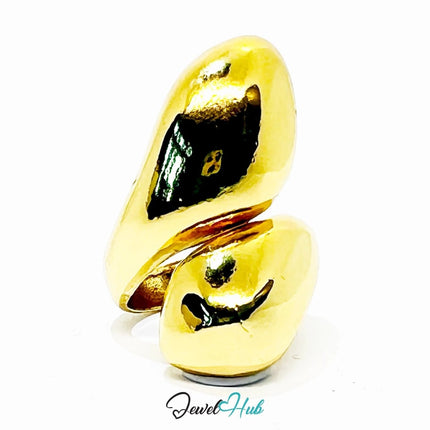 Zinc Alloy Ring Gold - Plated – Abstract Sculptural Form in UK N Size for Artistic Presence - JewelHub.co.uk
