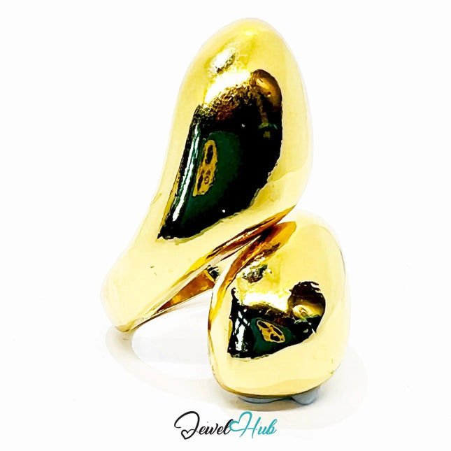 Zinc Alloy Ring Gold - Plated – Abstract Sculptural Form in UK N Size for Artistic Presence - JewelHub.co.uk