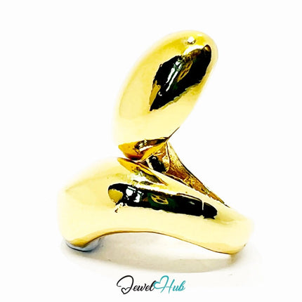 Zinc Alloy Ring Gold - Plated – Abstract Sculptural Form in UK N Size for Artistic Presence - JewelHub.co.uk