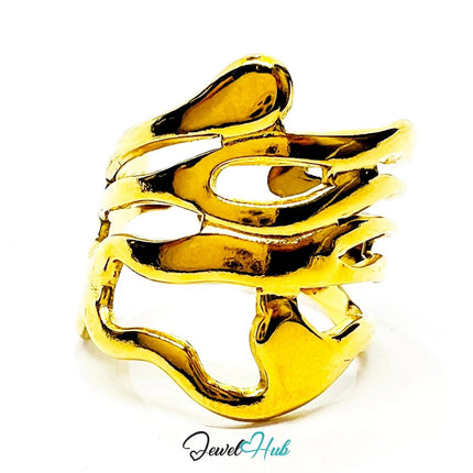 Zinc Alloy Ring Gold - Plated – Flowing Openwork Design Adjustable O–Q for Expressive Presence - JewelHub.co.uk