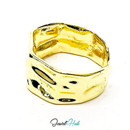 Zinc Alloy Ring Gold - Plated – Irregular Organic Form Adjustable J–L for Creative Presence - JewelHub.co.uk