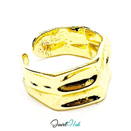 Zinc Alloy Ring Gold - Plated – Irregular Organic Form Adjustable J–L for Creative Presence - JewelHub.co.uk