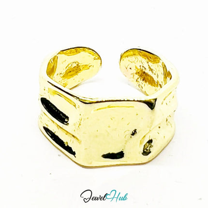 Zinc Alloy Ring Gold - Plated – Irregular Organic Form Adjustable J–L for Creative Presence - JewelHub.co.uk