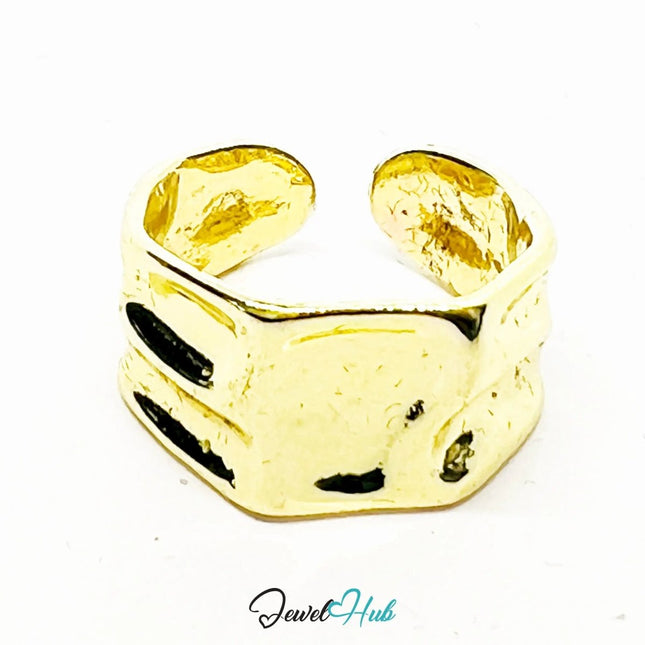 Zinc Alloy Ring Gold - Plated – Irregular Organic Form Adjustable J–L for Creative Presence - JewelHub.co.uk