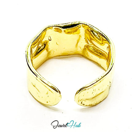 Zinc Alloy Ring Gold - Plated – Irregular Organic Form Adjustable J–L for Creative Presence - JewelHub.co.uk