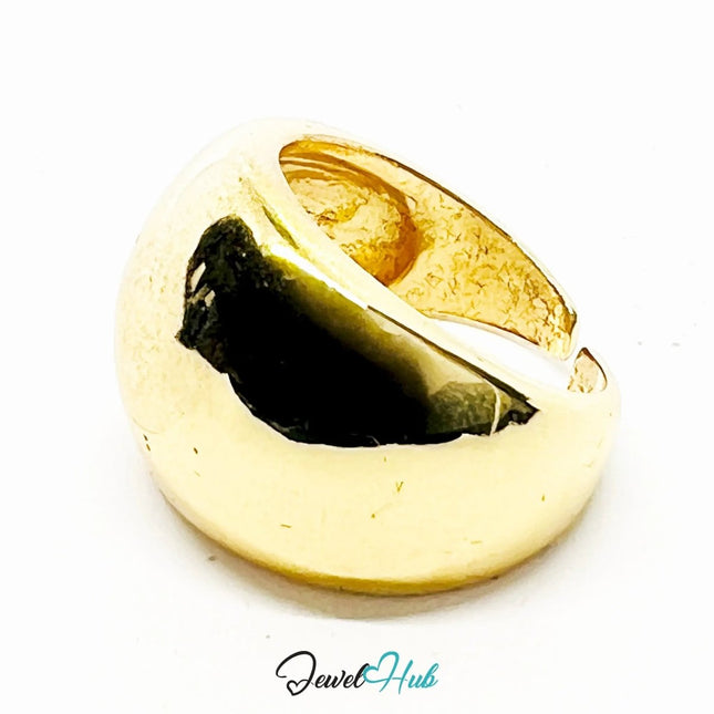 Zinc Alloy Ring Gold - Plated – Sculptural Dome in Size P or Q for Statement Presence - JewelHub.co.uk