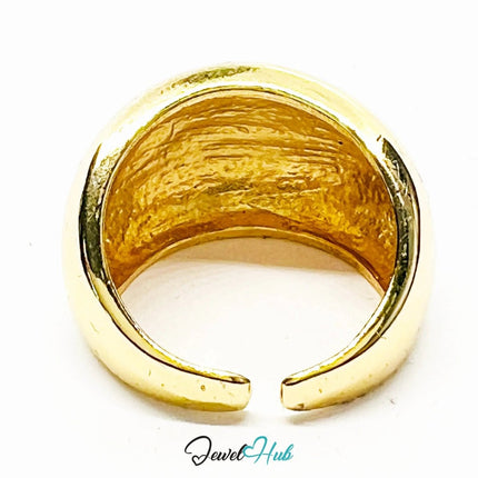 Zinc Alloy Ring Gold - Plated – Sculptural Dome in Size P or Q for Statement Presence - JewelHub.co.uk