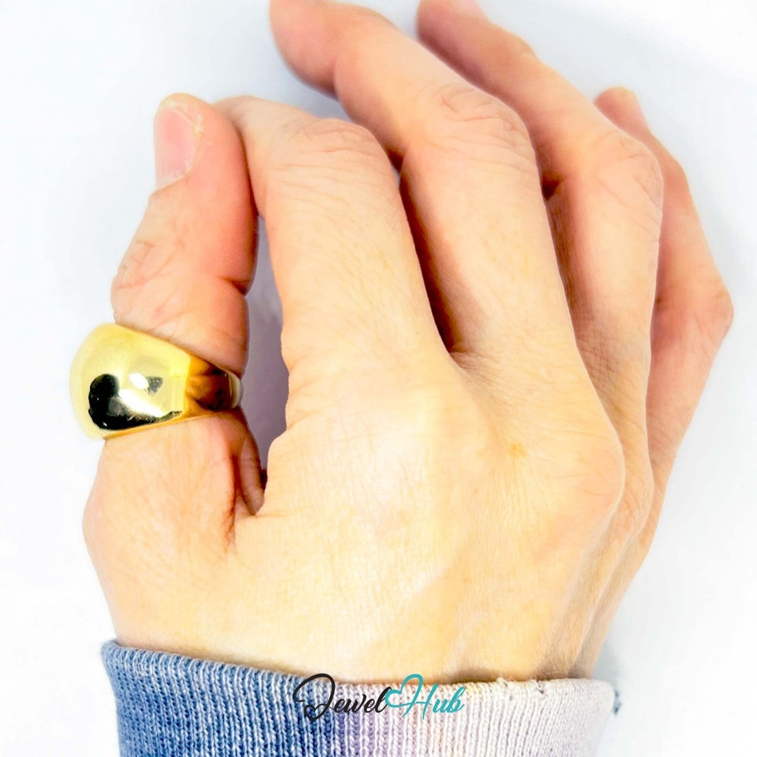 Zinc Alloy Ring Gold - Plated – Sculptural Dome in Size P or Q for Statement Presence - JewelHub.co.uk