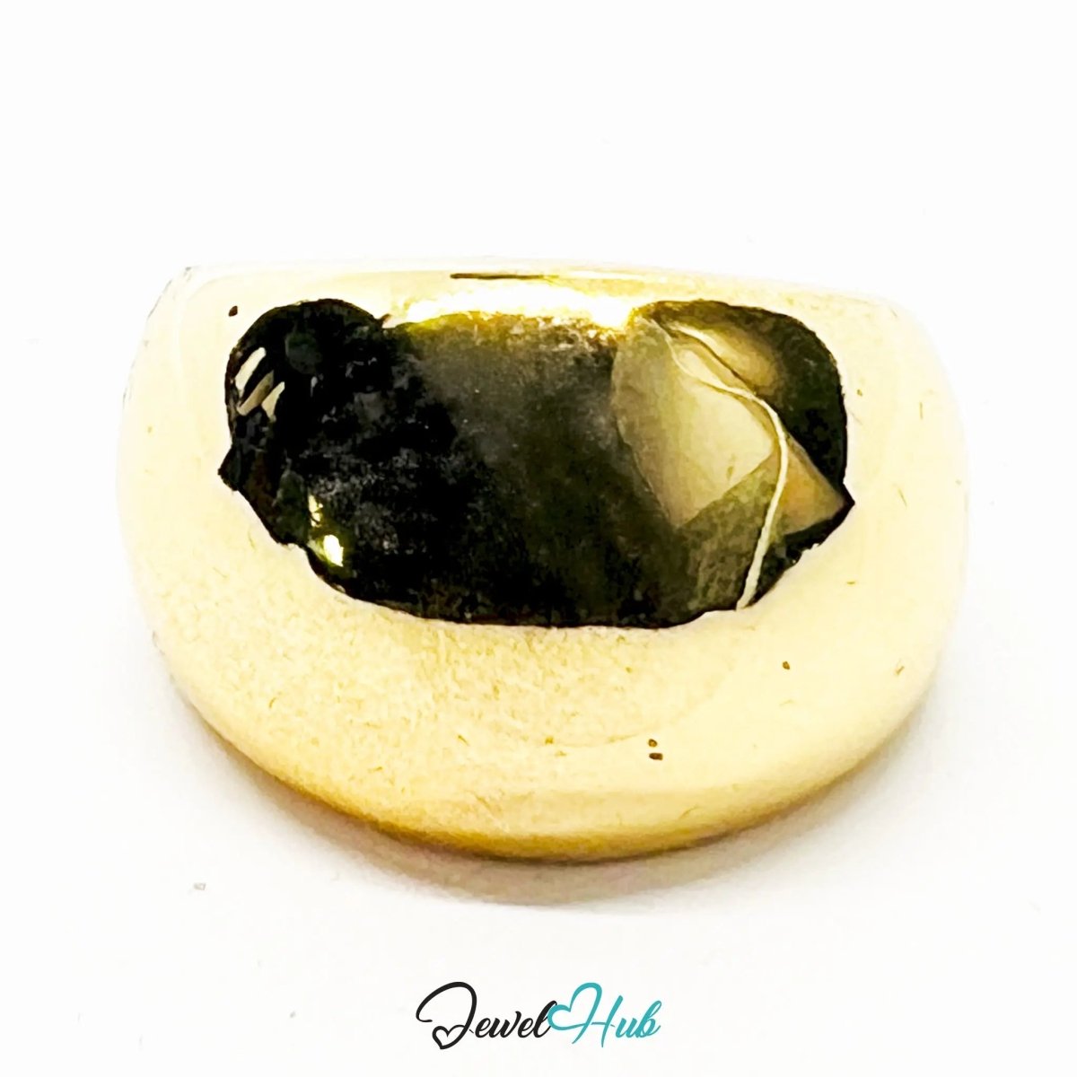Zinc Alloy Ring Gold - Plated – Sculptural Dome in Size P or Q for Statement Presence - JewelHub.co.uk