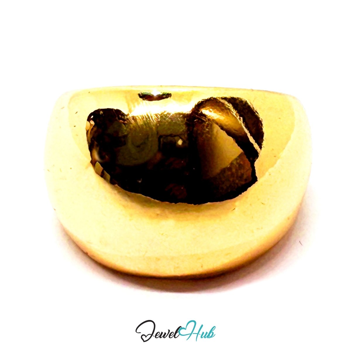 Zinc Alloy Ring Gold - Plated – Sculptural Dome in Size P or Q for Statement Presence - JewelHub.co.uk