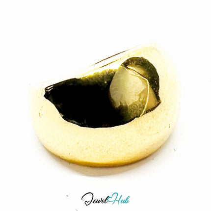 Zinc Alloy Ring Gold - Plated – Sculptural Dome in Size P or Q for Statement Presence - JewelHub.co.uk