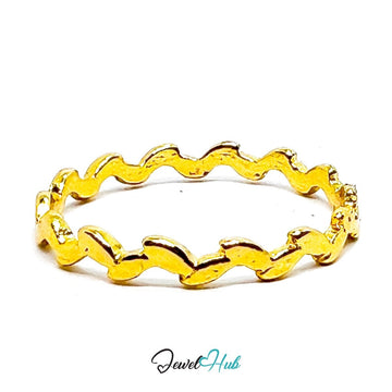 Zinc Alloy Ring Gold Ripple Loop Wave - UK O / US 7 Gold Plated - JewelHub.co.uk