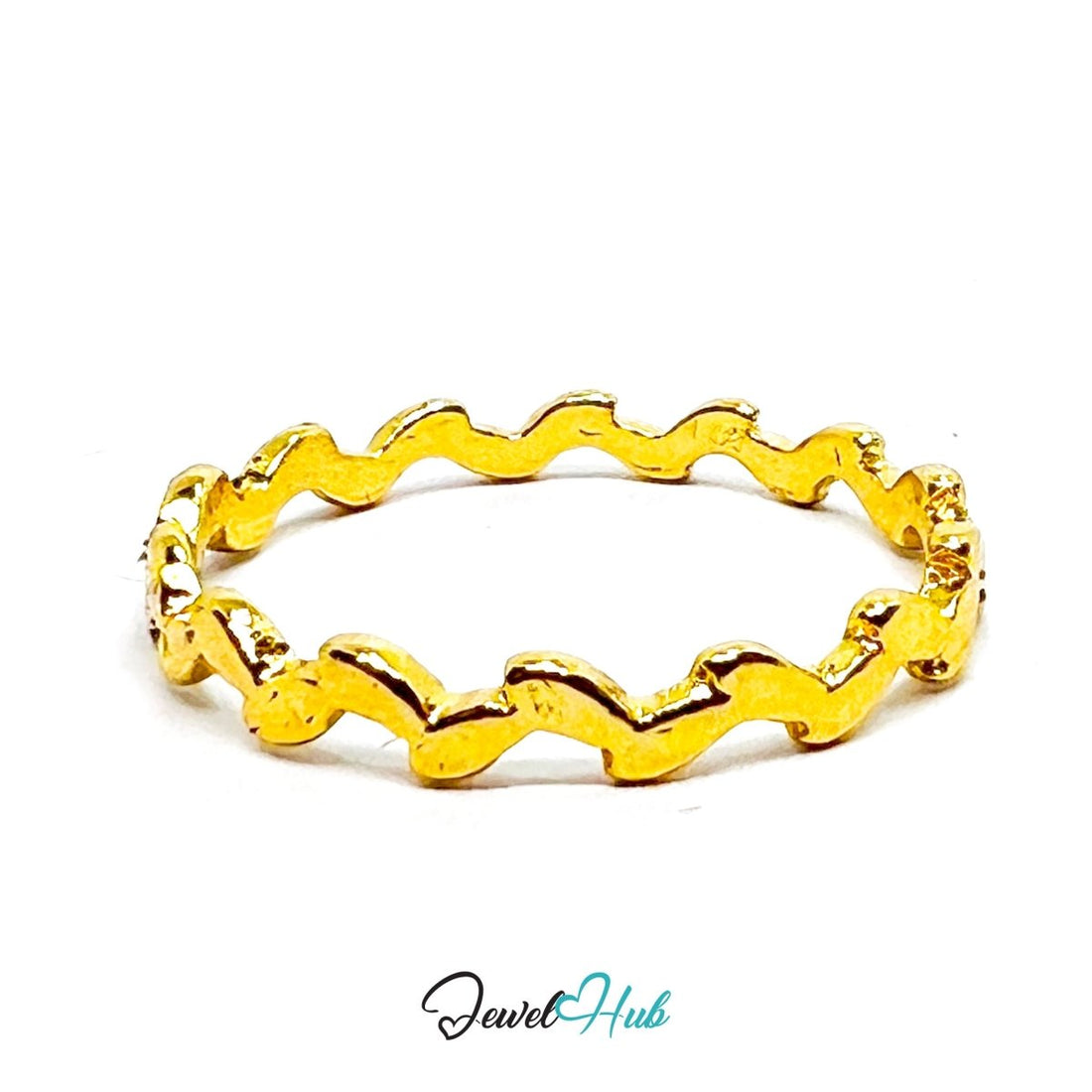 Zinc Alloy Ring Gold Ripple Loop Wave - UK O / US 7 Gold Plated - JewelHub.co.uk