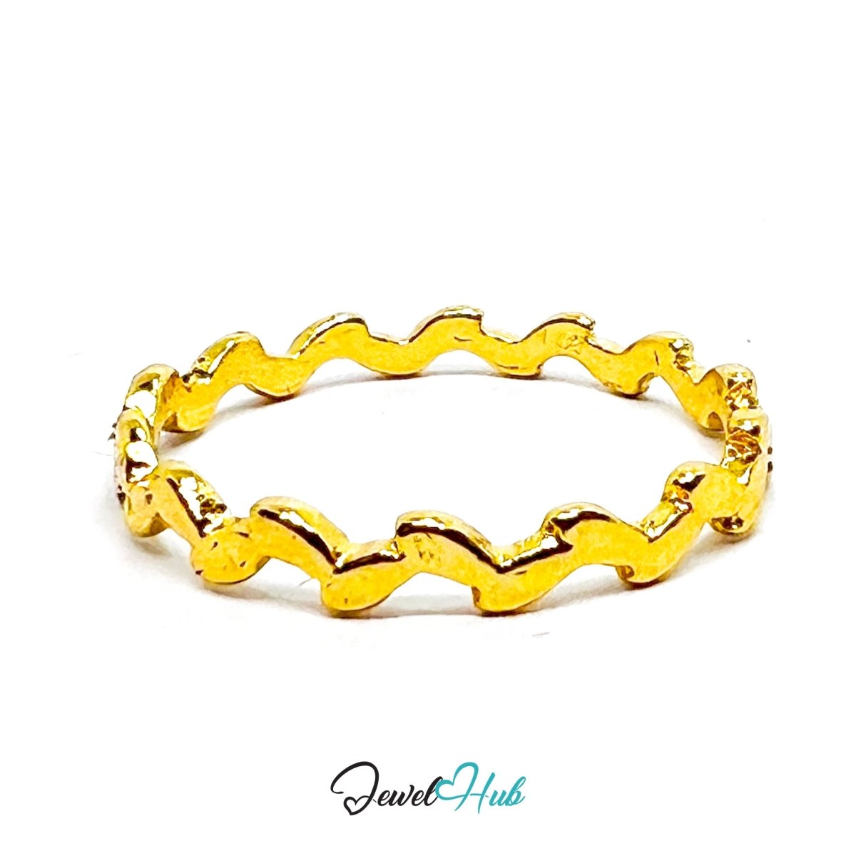 Zinc Alloy Ring Gold Ripple Loop Wave - UK O / US 7 Gold Plated - JewelHub.co.uk