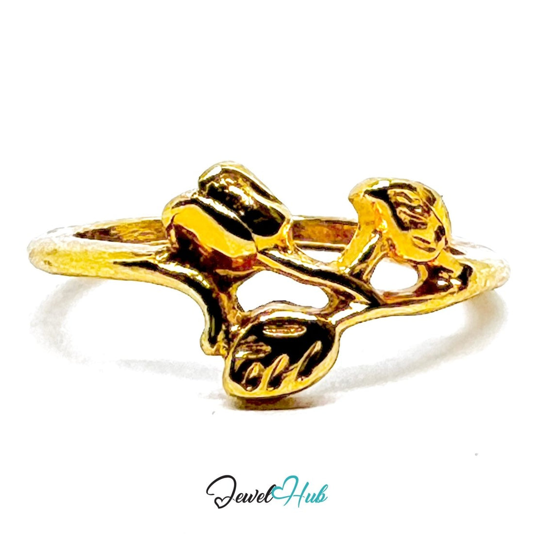 Zinc Alloy Ring Gold Sculptural Rose Bud - UK J / US 5 Gold Plated - JewelHub.co.uk