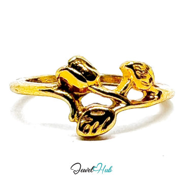 Zinc Alloy Ring Gold Sculptural Rose Bud - UK J / US 5 Gold Plated - JewelHub.co.uk