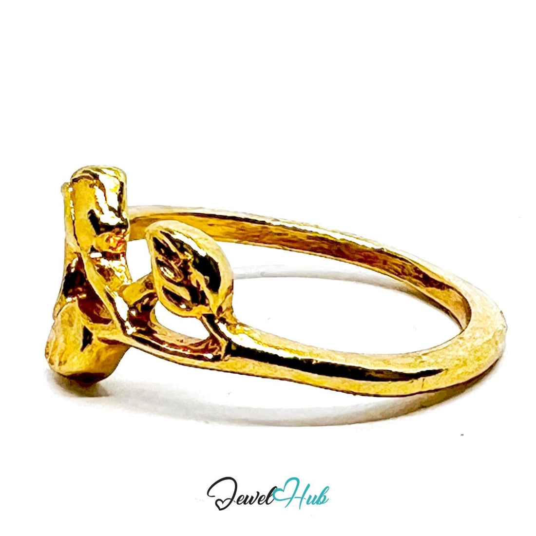 Zinc Alloy Ring Gold Sculptural Rose Bud - UK J / US 5 Gold Plated - JewelHub.co.uk