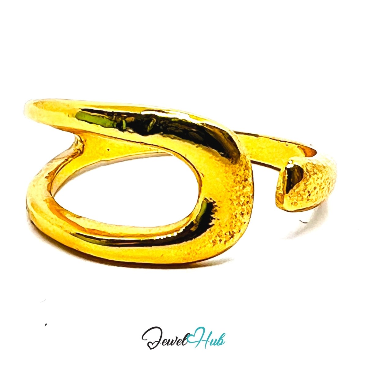 Zinc Alloy Ring Gold Sculptural Wave Bypass - UK QRS Gold Plated - JewelHub.co.uk