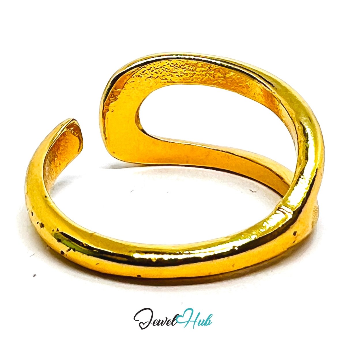 Zinc Alloy Ring Gold Sculptural Wave Bypass - UK QRS Gold Plated - JewelHub.co.uk