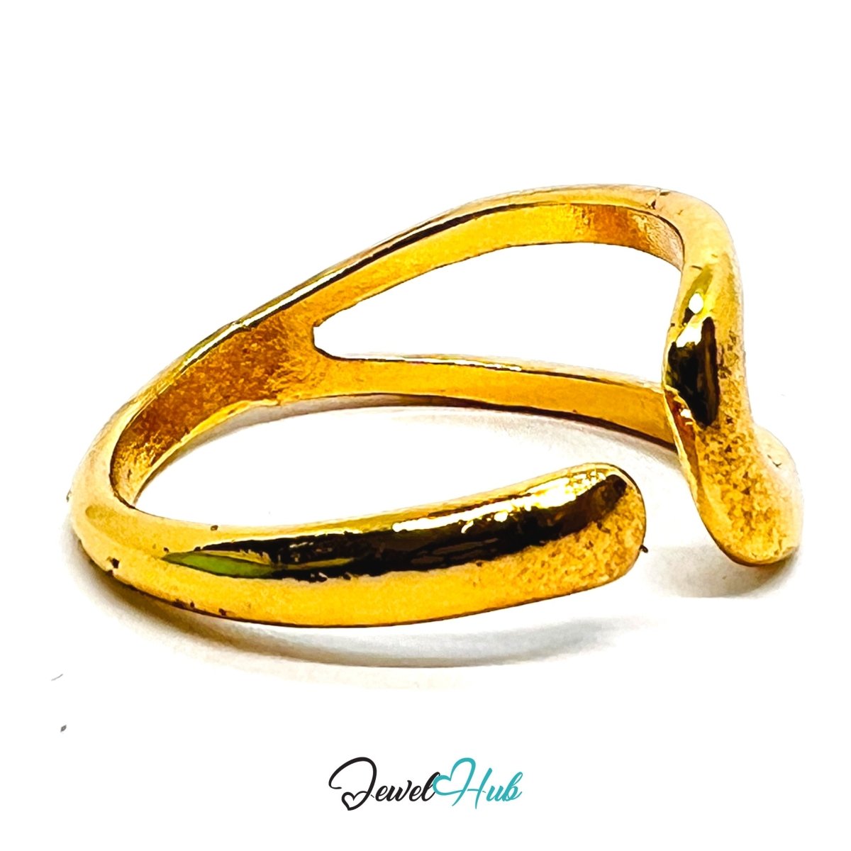 Zinc Alloy Ring Gold Sculptural Wave Bypass - UK QRS Gold Plated - JewelHub.co.uk