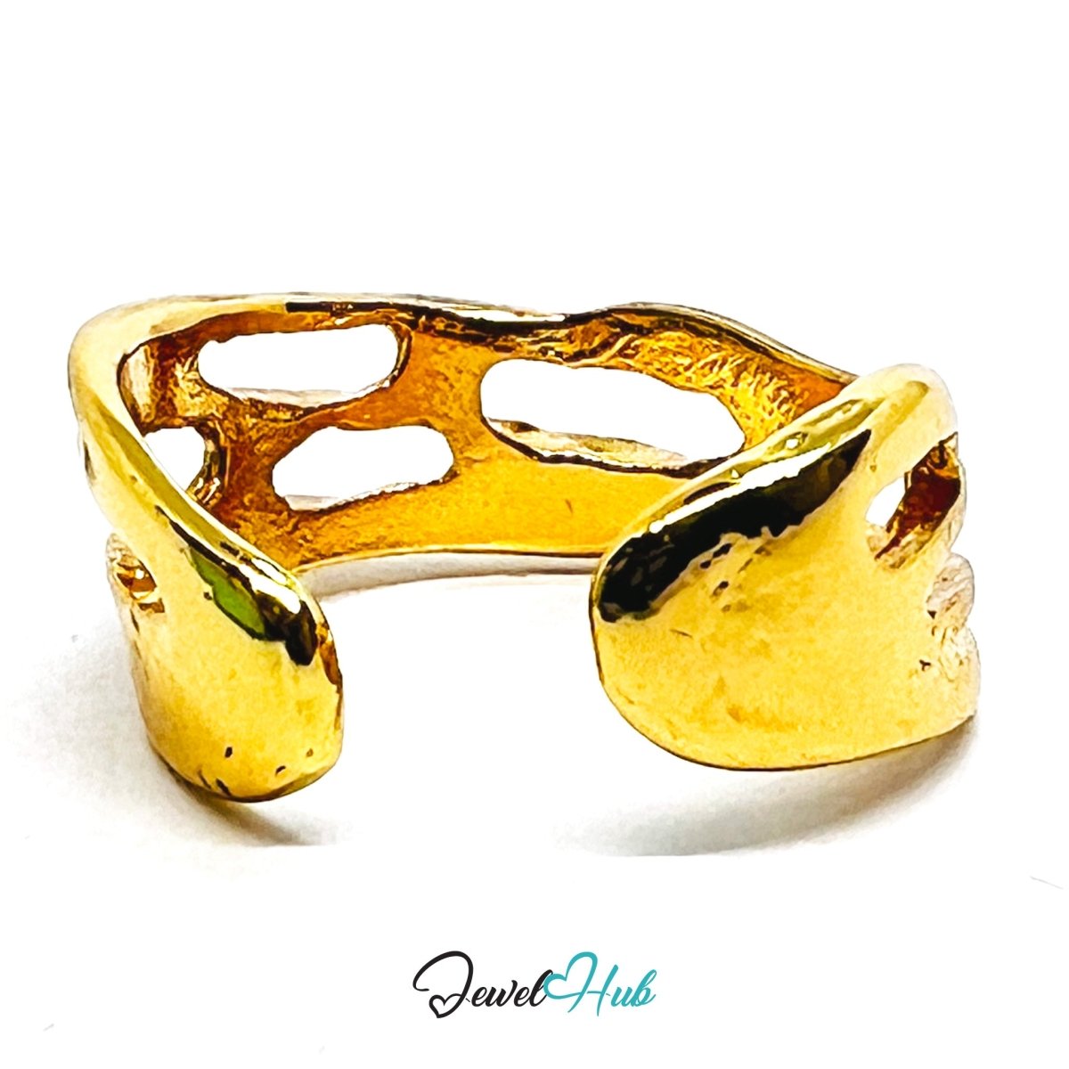 Zinc Alloy Ring Gold Triple Sculptural Band - UK N - P Gold Plated - JewelHub.co.uk