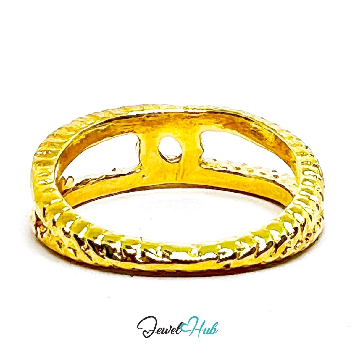 Zinc Alloy Ring Gold Twin Loop Rope Texture - UK L / US 6 Gold Plated - JewelHub.co.uk