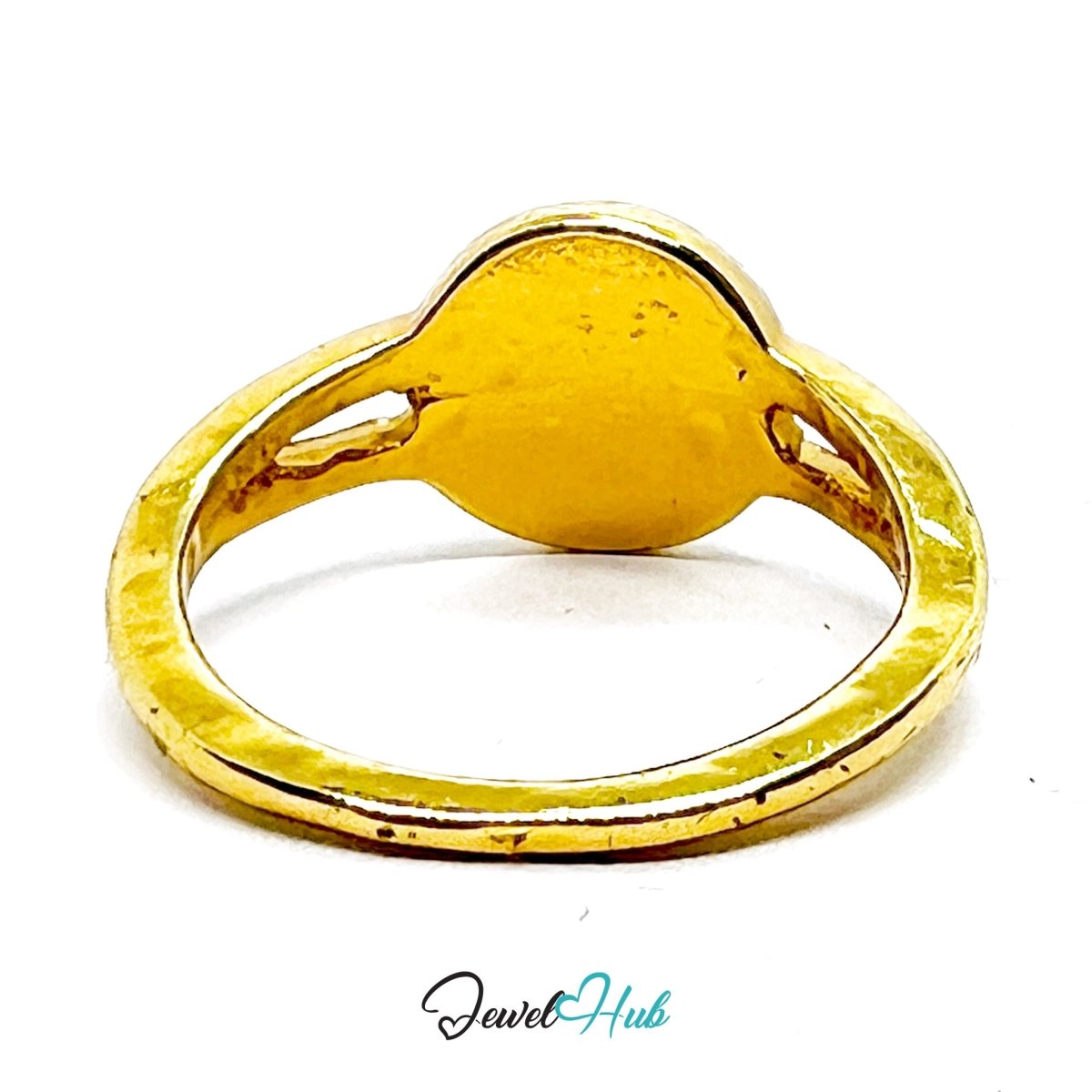 Zinc Alloy Ring Gold Yin Yang Textured Signet - UK M / US 6.5 Gold Plated - JewelHub.co.uk