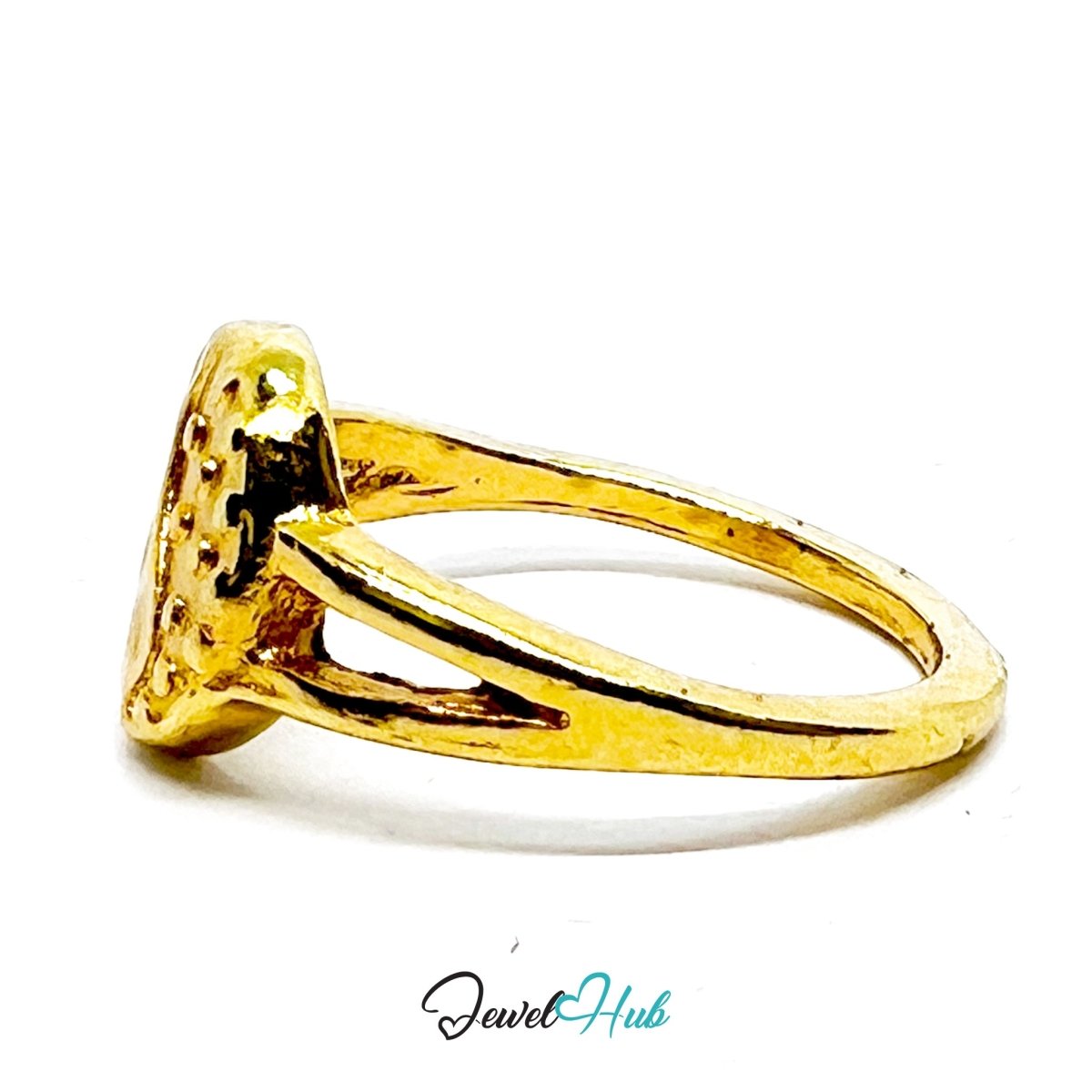 Zinc Alloy Ring Gold Yin Yang Textured Signet - UK M / US 6.5 Gold Plated - JewelHub.co.uk