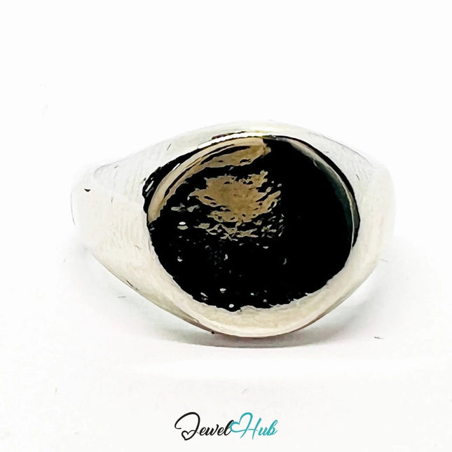 Zinc Alloy Ring Silver - Plated – Minimalist Signet in UK M Size for Everyday Presence - JewelHub.co.uk