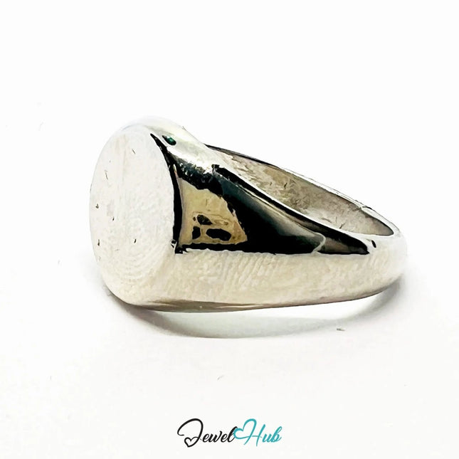 Zinc Alloy Ring Silver - Plated – Minimalist Signet in UK M Size for Everyday Presence - JewelHub.co.uk