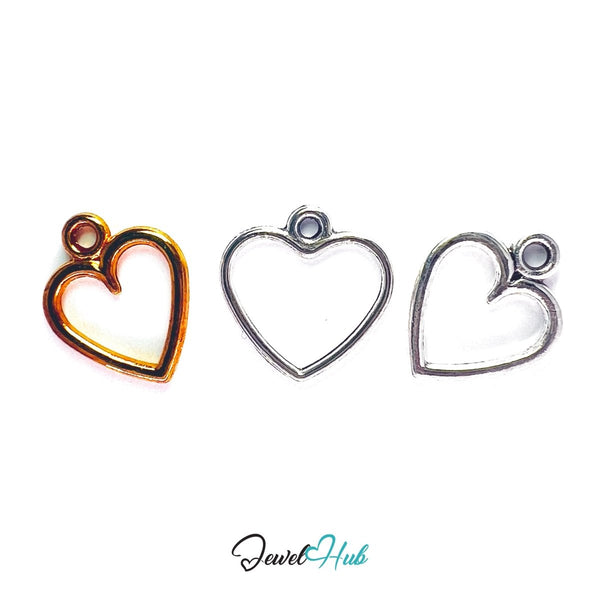 Zinc Alloy Rose Gold & Silver Hollow Heart Charm (Set of 3) - JewelHub.co.uk