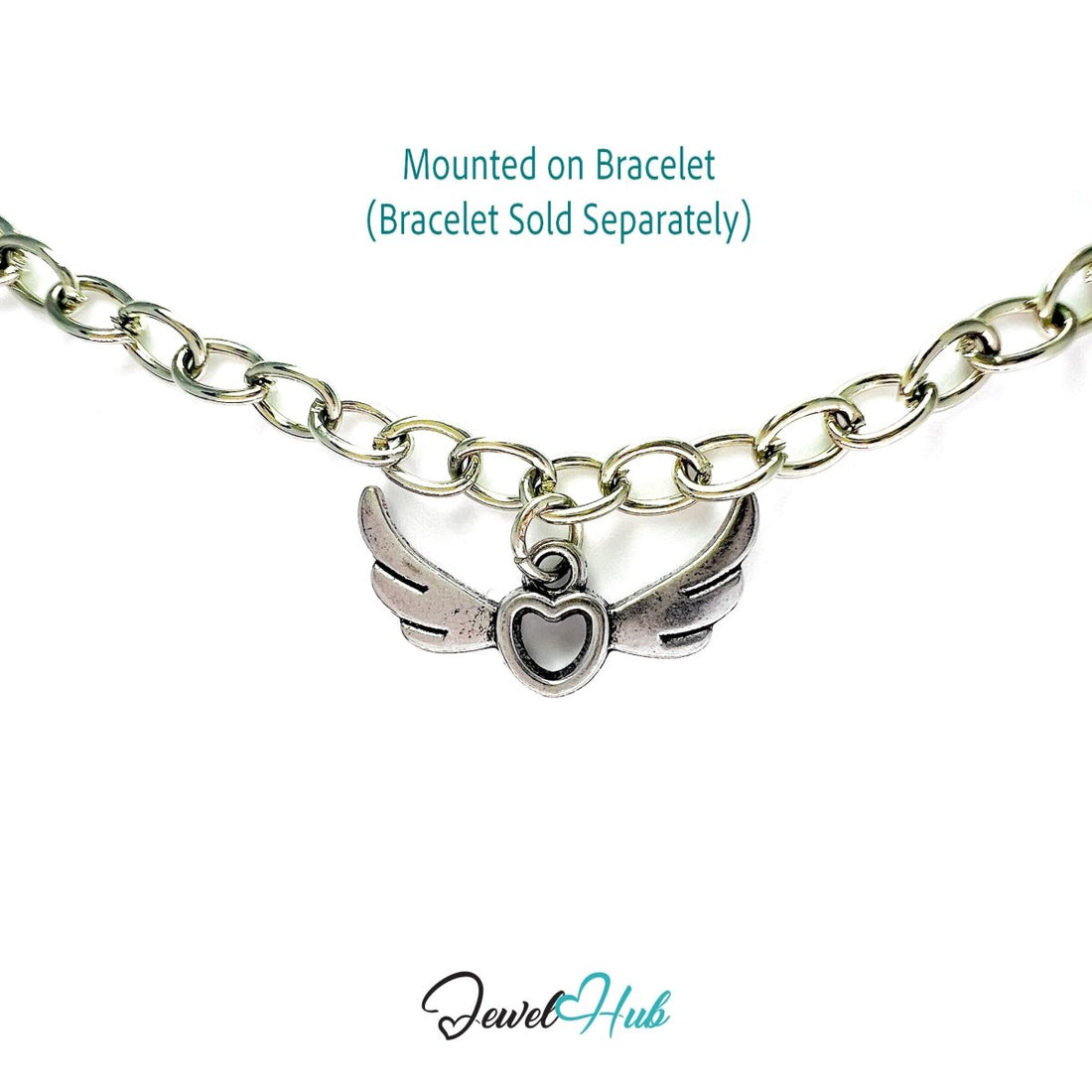 Zinc Alloy Silver Flying Wings Heart Charm - JewelHub.co.uk