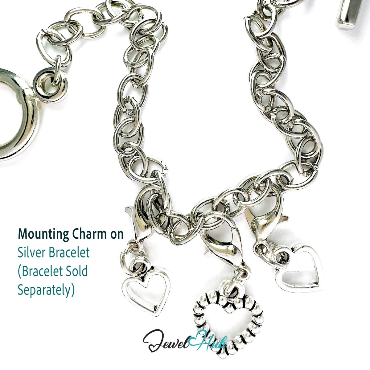 Zinc Alloy Silver Mixed Hollow Heart Charm Set (Set of 3) - JewelHub.co.uk