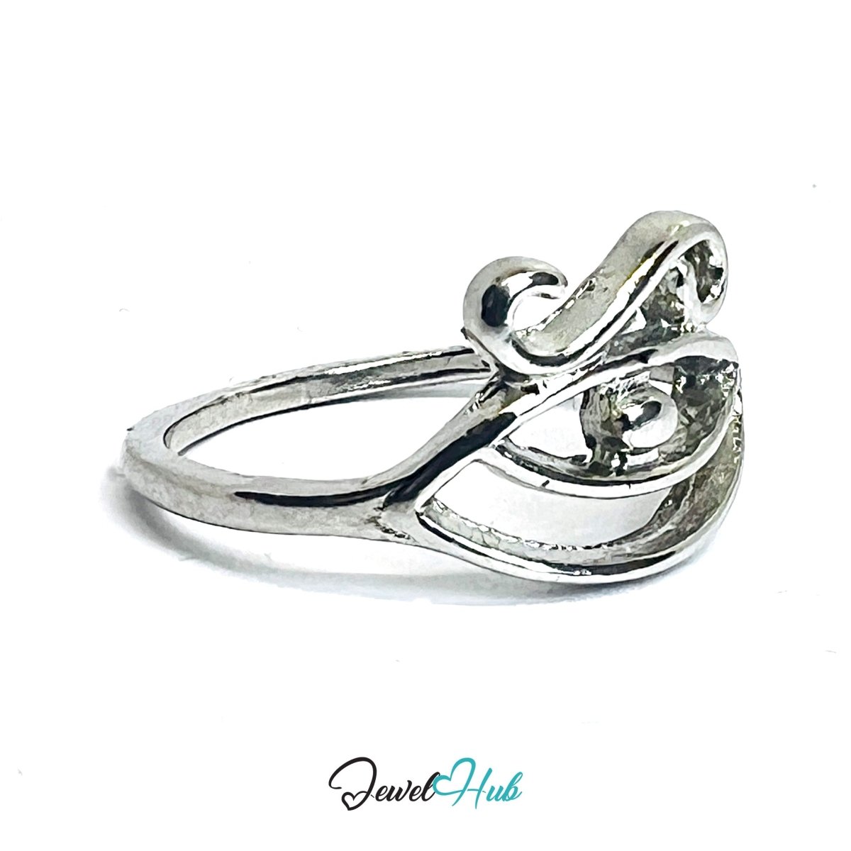 Zinc Alloy Silver‑Plated Abstract Eye Symbol Ring - JewelHub.co.uk