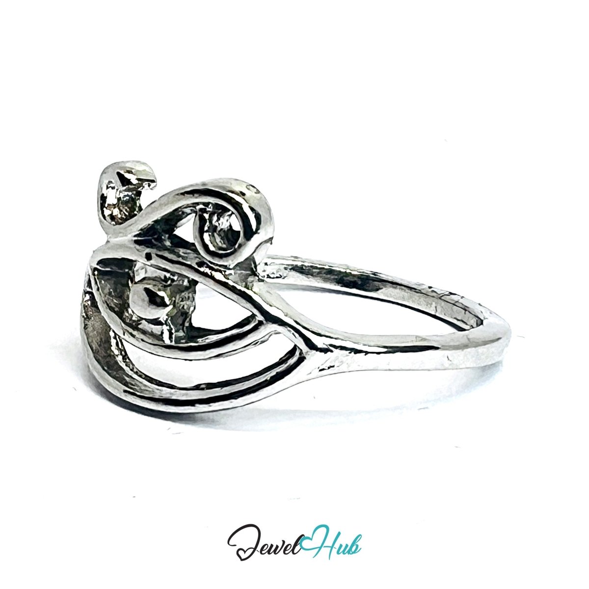 Zinc Alloy Silver‑Plated Abstract Eye Symbol Ring - JewelHub.co.uk