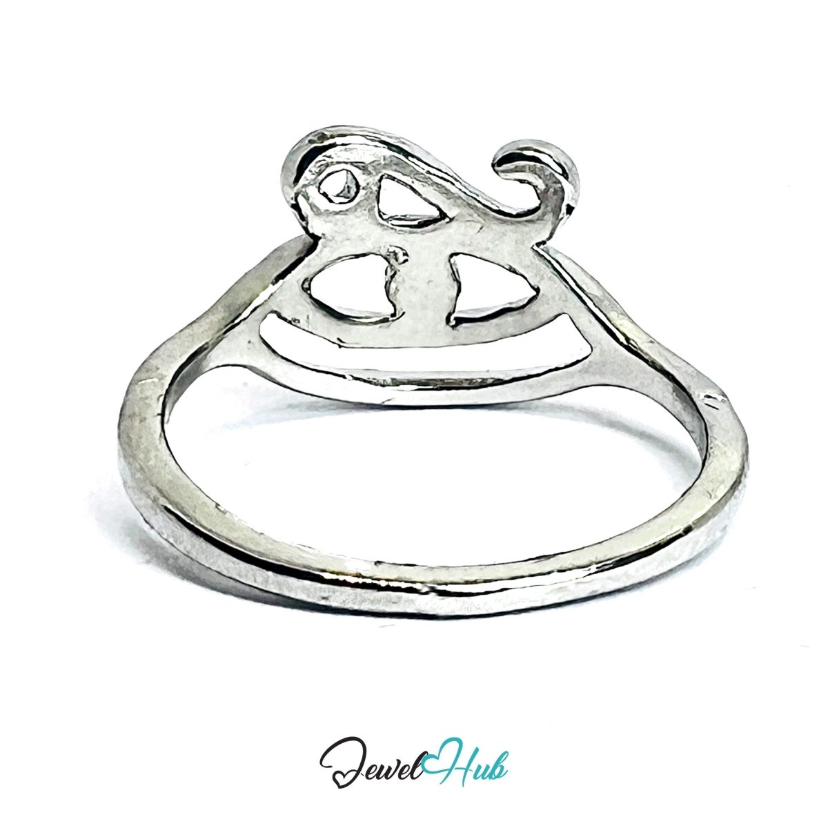 Zinc Alloy Silver‑Plated Abstract Eye Symbol Ring - JewelHub.co.uk