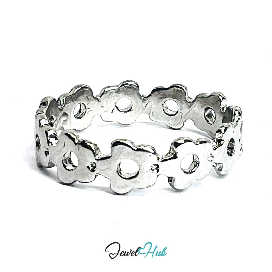 Zinc Alloy Silver‑Plated Daisy Chain Band Ring - JewelHub.co.uk