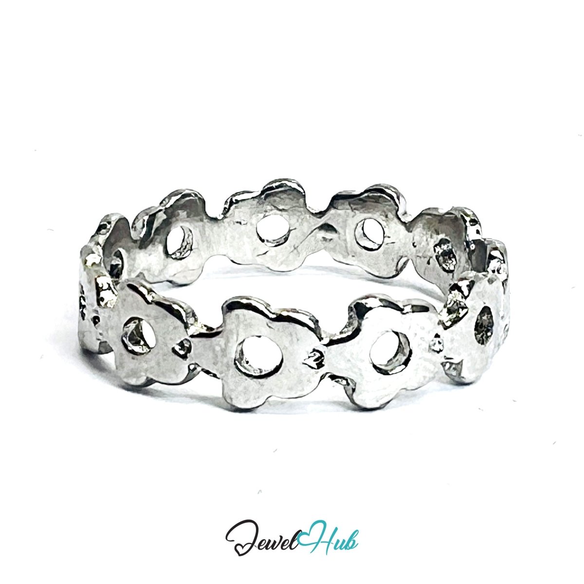 Zinc Alloy Silver‑Plated Daisy Chain Band Ring - JewelHub.co.uk
