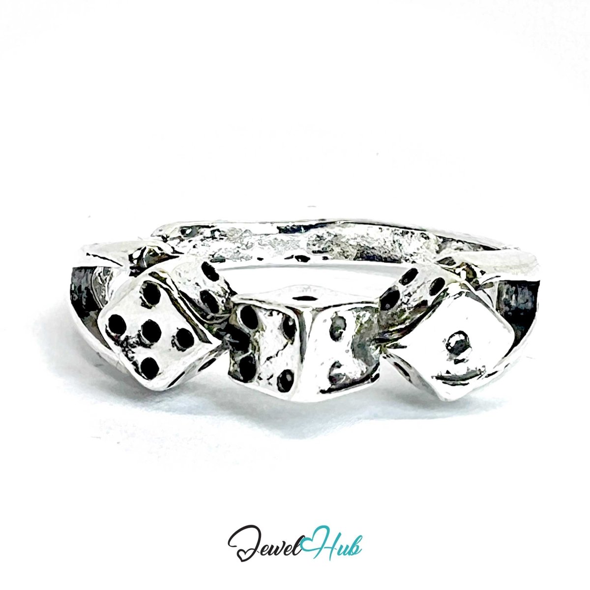 Zinc Alloy Silver‑Plated Dice Punk Ring – Symbolic Risk & Rebellion - JewelHub.co.uk