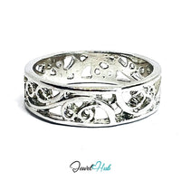 Zinc Alloy Silver‑Plated Filigree Vine Band R