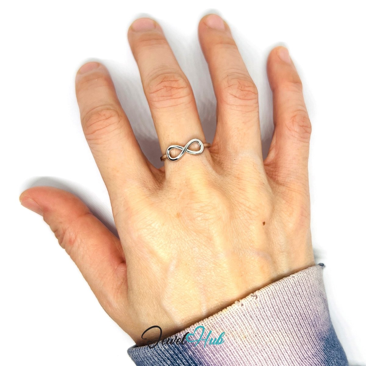 Zinc Alloy Silver‑Plated Infinity Symbol Ring - JewelHub.co.uk