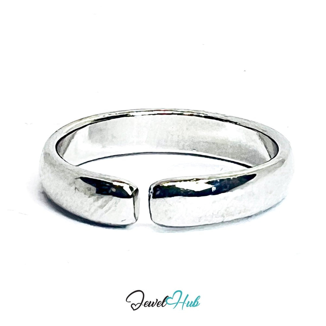 Zinc Alloy Silver‑Plated Minimal Open Band Ring - JewelHub.co.uk