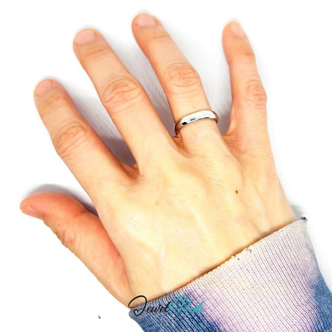 Zinc Alloy Silver‑Plated Minimal Open Band Ring - JewelHub.co.uk