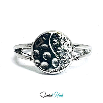 Zinc Alloy Silver‑Plated Moon Phase Band Ring - JewelHub.co.uk
