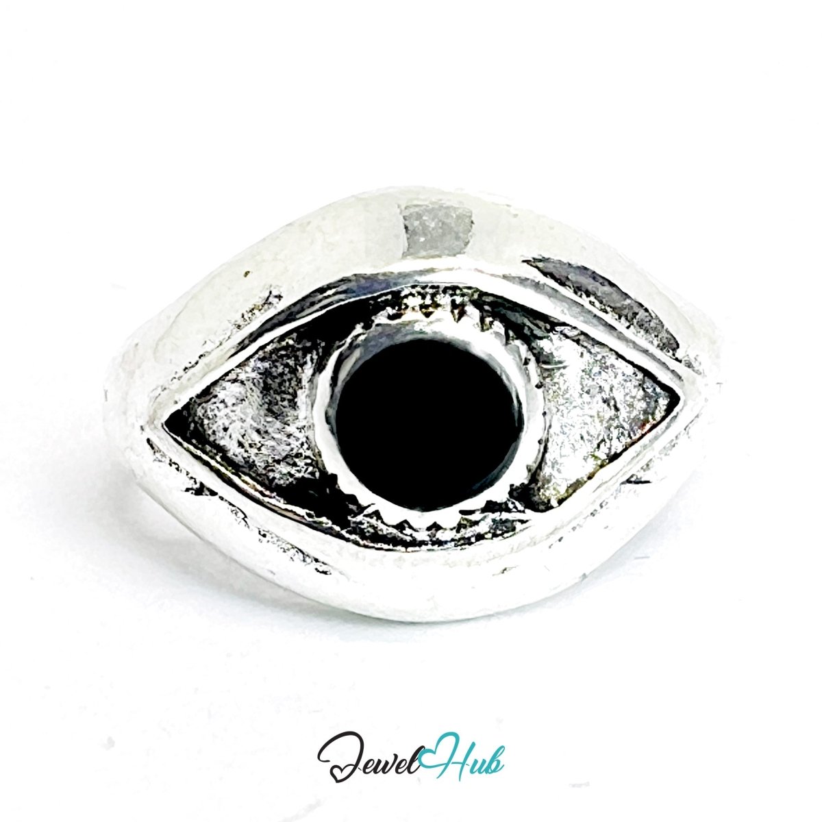 Zinc Alloy Silver‑Plated Punk Ring – All‑Seeing Eye Statement Signet - JewelHub.co.uk