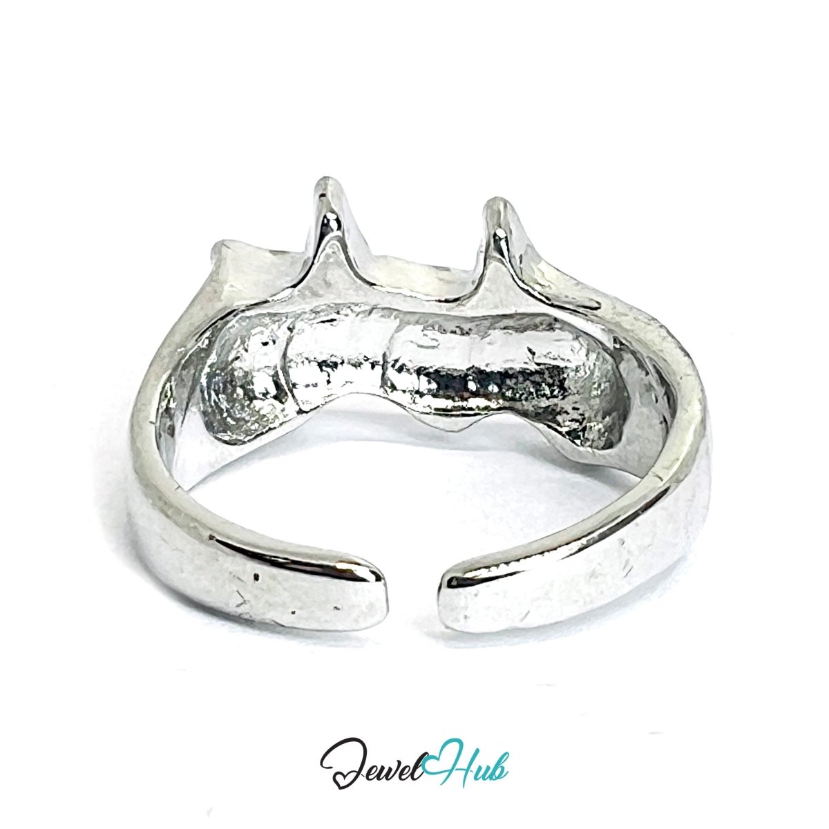 Zinc Alloy Silver‑Plated Punk Ring – Black Star Open Cuff Band - JewelHub.co.uk